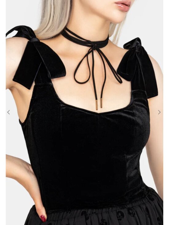 DISTURBIA Lisette velour tie strap corset top - Picture 3 of 10